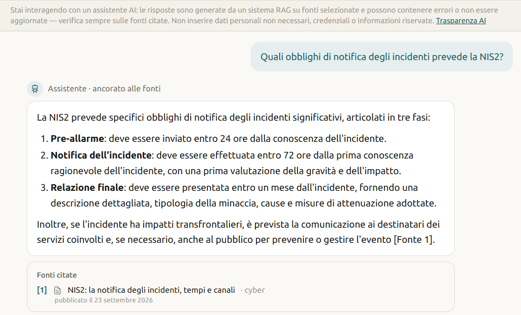 L’assistente, con le fonti citate